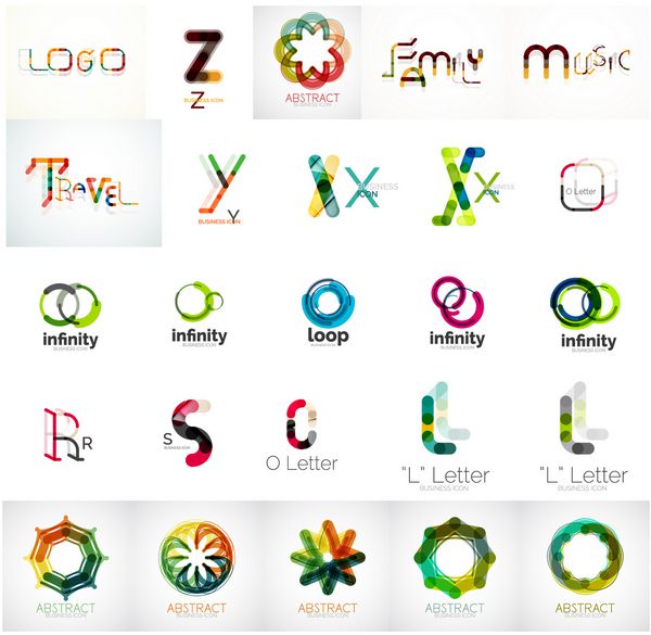 مجموعه لوگو مجموعه آیکون های تجاری هندسی انتزاعی عناصر طراحی هویت برند شرکت