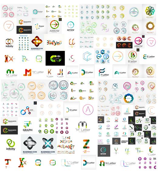 مجموعه مگا لوگو مجموعه آیکون های تجاری هندسی انتزاعی