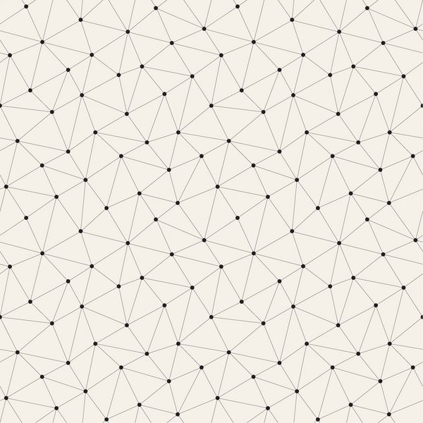 الگوی بدون درز وکتور شبکه خطی انتزاعی نامنظم با دایره ها در گره ها پس زمینه گرافیکی طراحی شده با دست بافت تک رنگ مشبک