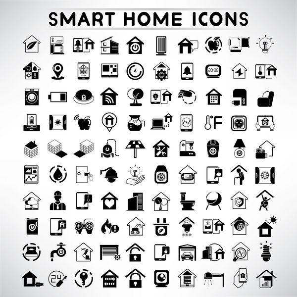 مجموعه آیکون های خانه هوشمند نمادهای سیستم اتوماسیون خانه