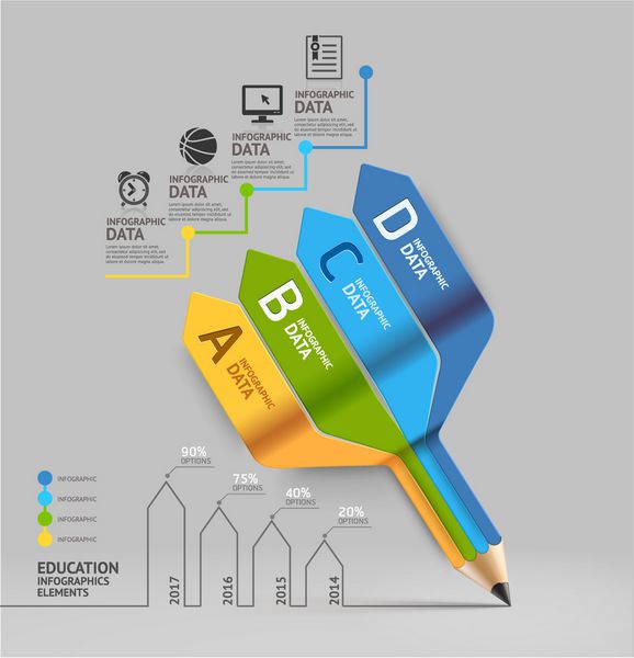 گزینه اینفوگرافیک راه پله مداد آموزش کسب و کار وکتور می تواند برای طرح بندی گردش کار بنر نمودار گزینه های شماره گزینه های افزایش سرعت طراحی وب استفاده شود