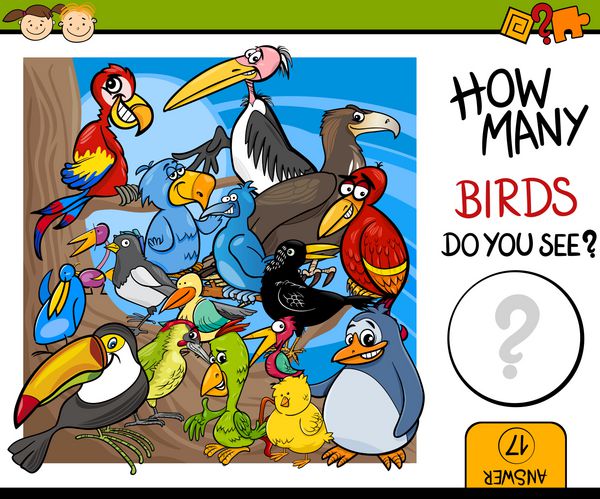 تصویر وکتور کارتونی بازی شمارش آموزش برای کودکان پیش دبستانی