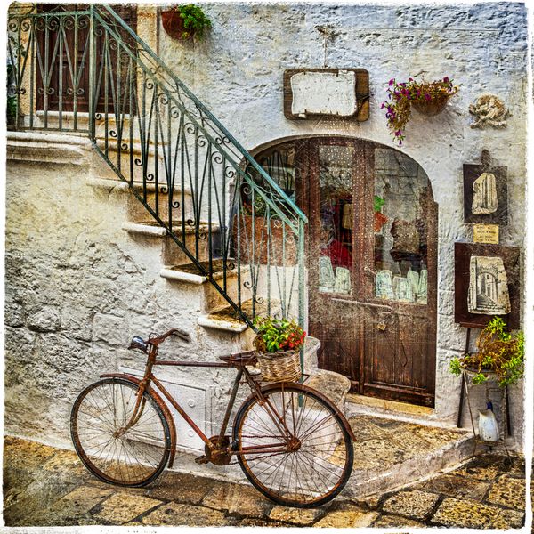 خیابان های قدیمی ایتالیا عکس وینتیج هنری