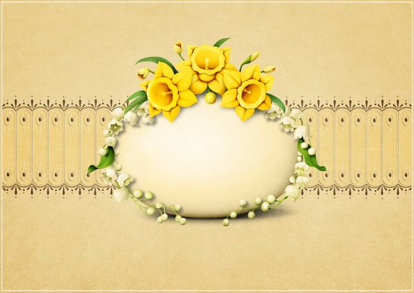 کارت تبریک عید پاک با تخم مرغ و گل