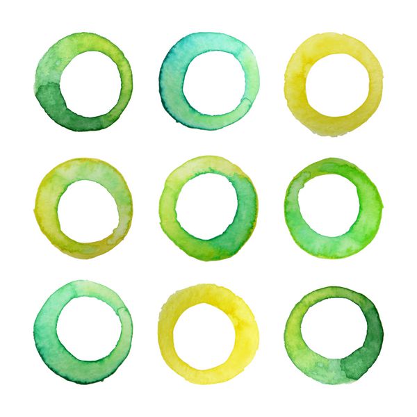 مجموعه وکتور حلقه های آبرنگ برای طرح شما عناصر طراحی آبرنگ جدا شده در پس زمینه سفید