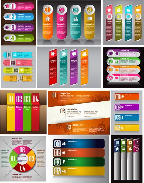 قالب جعبه متن رنگارنگ مدرن برای گرافیک کامپیوتری وب سایت و اینترنت اعداد مجموعه ای از قاب های رنگی برای متن یا نقل قول بروشور بسیار متنوع