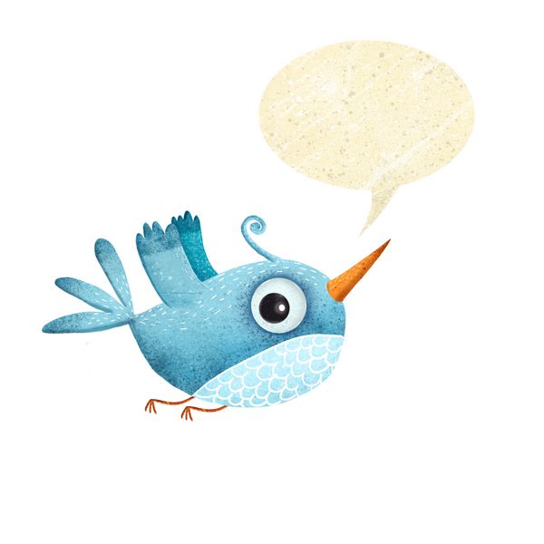 پرنده آبی با حباب گفتار پرنده توییت
