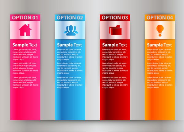 قالب جعبه متن رنگارنگ مدرن برای گرافیک کامپیوتری وب سایت و اینترنت اعداد