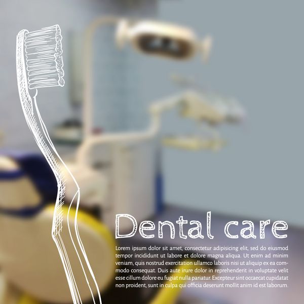 وکتور پس زمینه - یک دندانپزشک با یک طرح تار - یک مسواک و متن