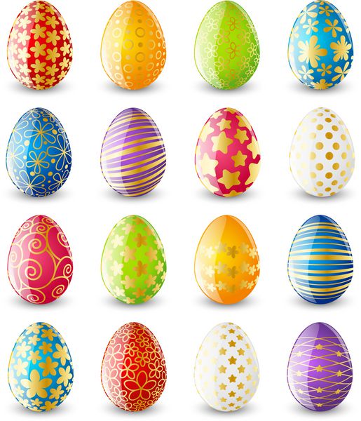 مجموعه ای از تخم مرغ های رنگی عید پاک