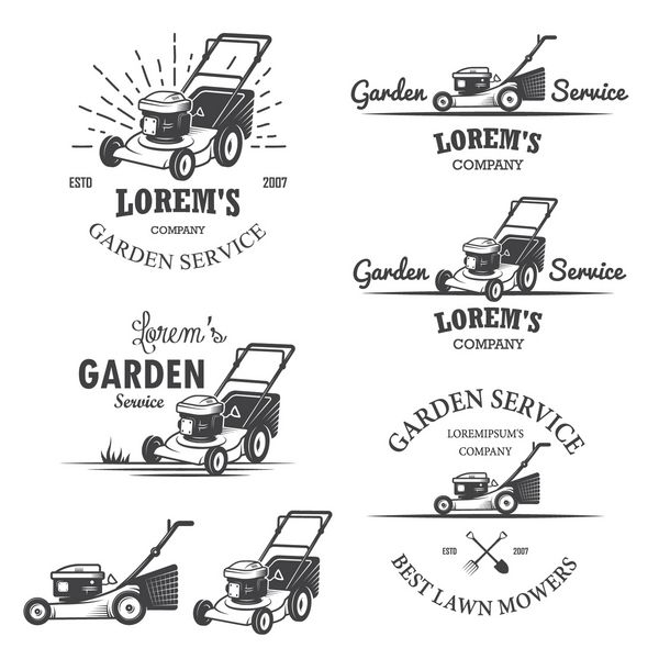 مجموعه ای از نمادها برچسب ها نشان ها آرم ها و عناصر طراحی شده خدمات باغ قدیمی سبک تک رنگ