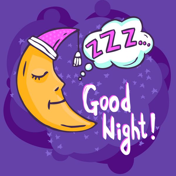 پوستر زمان خواب با تصویر وکتور پس زمینه تیره ماه طراحی شده است