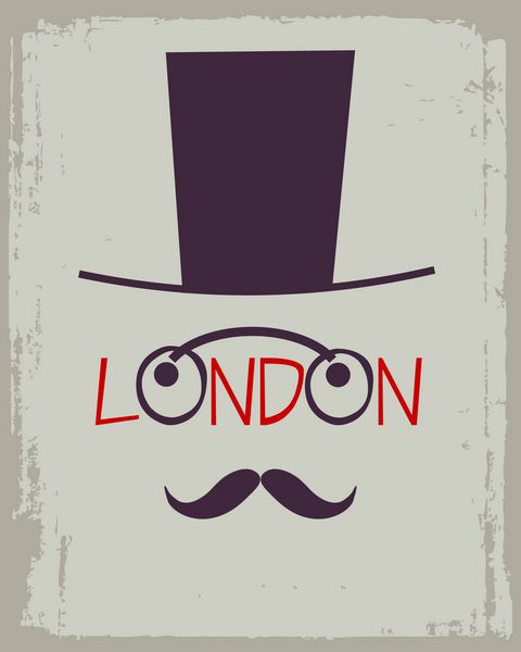 پوستر کارتونی لندن با جنتلمن