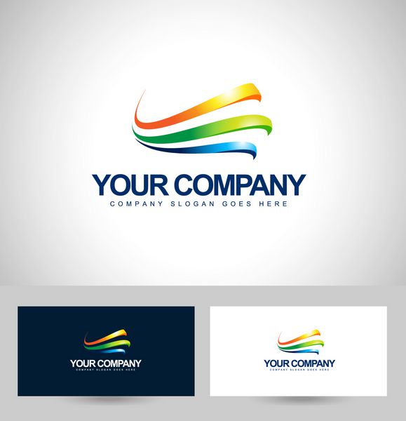 طراحی لوگوی تجاری وکتور swash های رنگارنگ لوگوی خلاقانه شرکت با الگوی کارت ویزیت