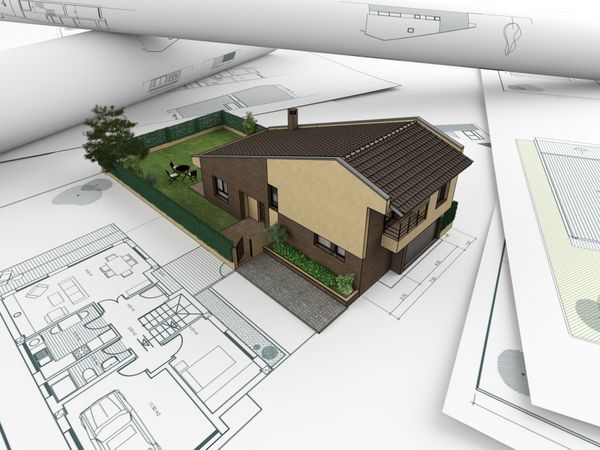مدل خانه سه بعدی برآمده از نقشه های معماری
