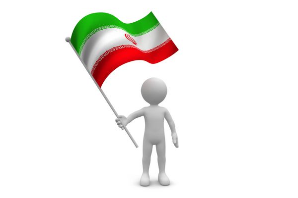 اهتزاز پرچم ایران جدا شده در پس زمینه سفید