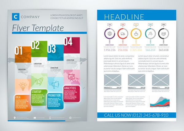 بروشور انتزاعی کسب و کار یا قالب پوستر با اینفوگرافیک