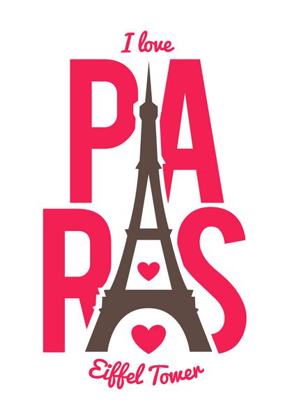 وکتور از برج ایفل در پاریس قالب وکتور برای طراحی تی شرت گرافیک