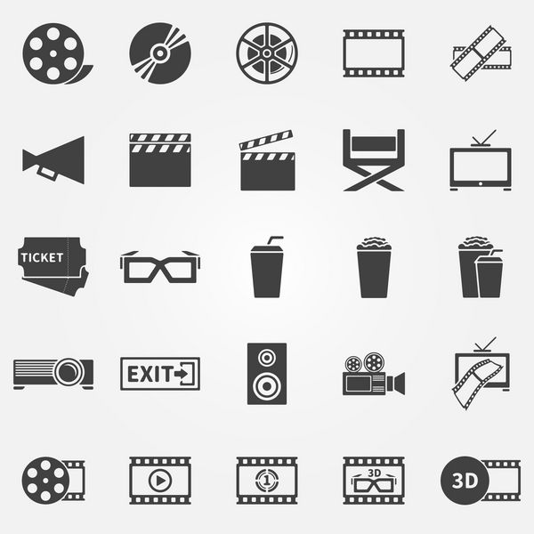 نمادهای فیلم یا سینما - وکتور سینماتوگرافی نمادهای سیاه