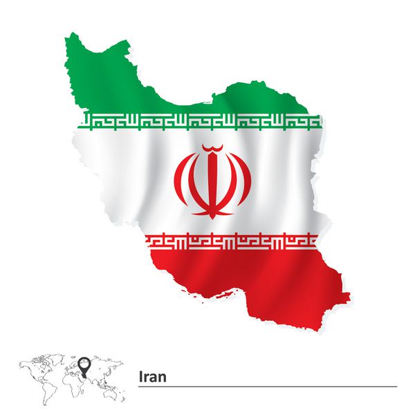 نقشه ایران با پرچم - وکتور