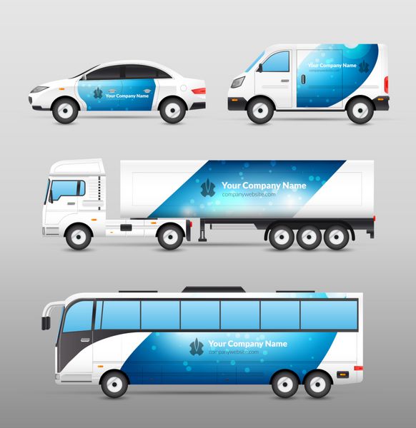 طراحی تبلیغات حمل و نقل قالب آبی آیکون های تزئینی مجموعه ایزوله وکتور