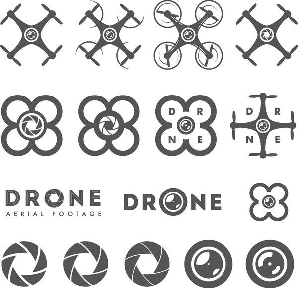 مجموعه ای از نمادها و نمادهای فیلم پهپادهای هوایی