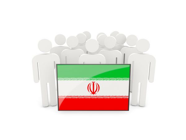 مردم با پرچم ایران جدا شده روی سفید