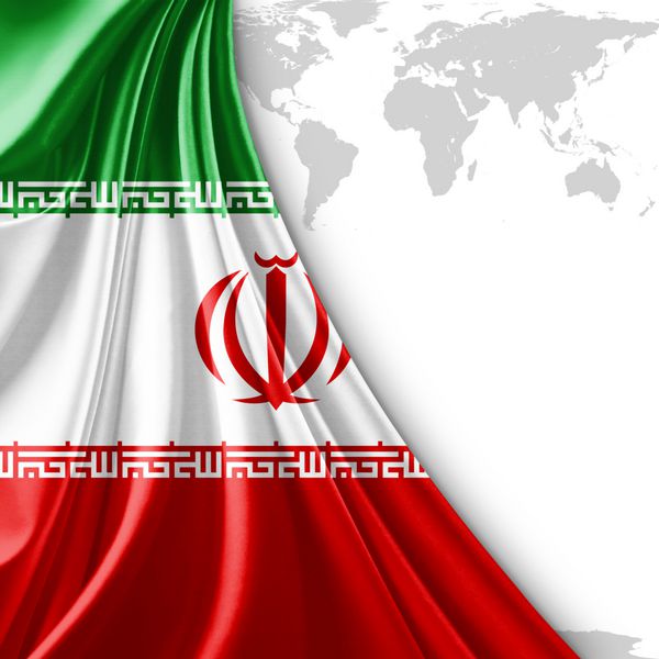 پس زمینه پرچم ایران و نقشه جهان
