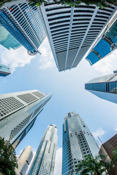 ساختمان افق شهر سنگاپور به بالا سنگاپور 17 مارس 2015