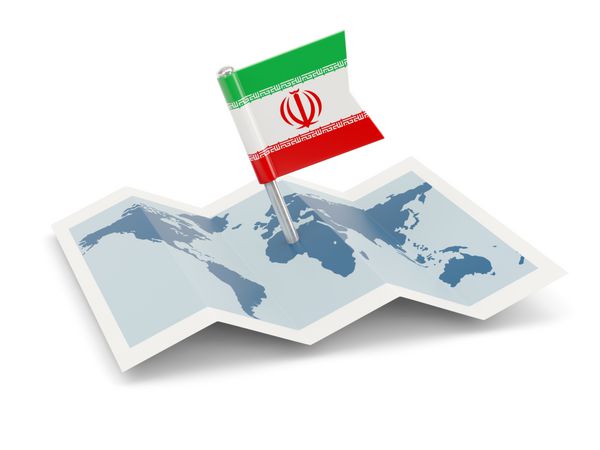نقشه با پرچم ایران جدا شده روی سفید