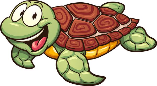 لاک پشت دریایی کارتونی وکتور وکتور کلیپ آرت با شیب های ساده همه در یک لایه