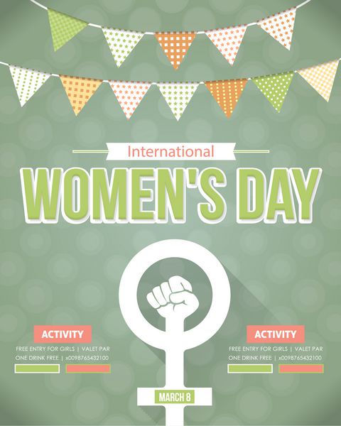 پوستر بروشور روز زن در زمینه سبز - فعالیت رویدادها جشن طرح وکتور اعلامیه