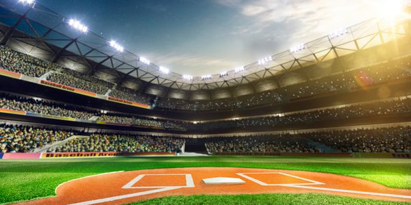 رندر پانوراما سه بعدی استادیوم خالی بیسبال