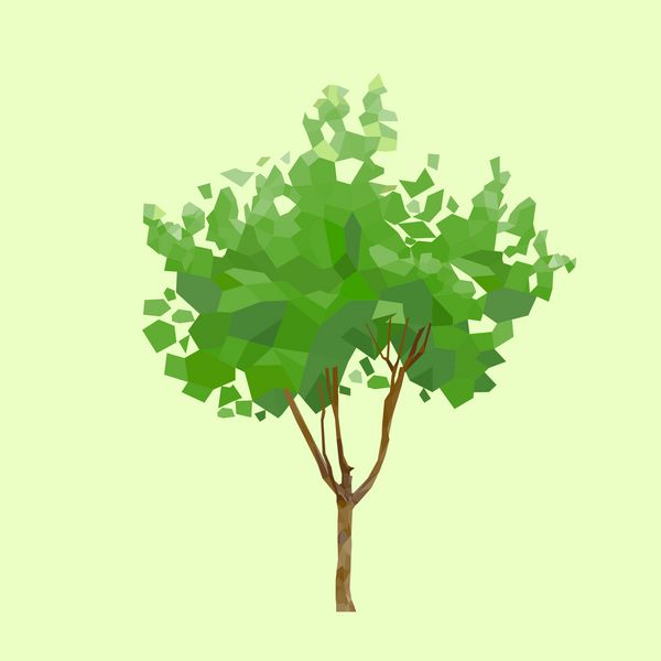 وکتور گرافیکی چند ضلعی برگ سبز درخت