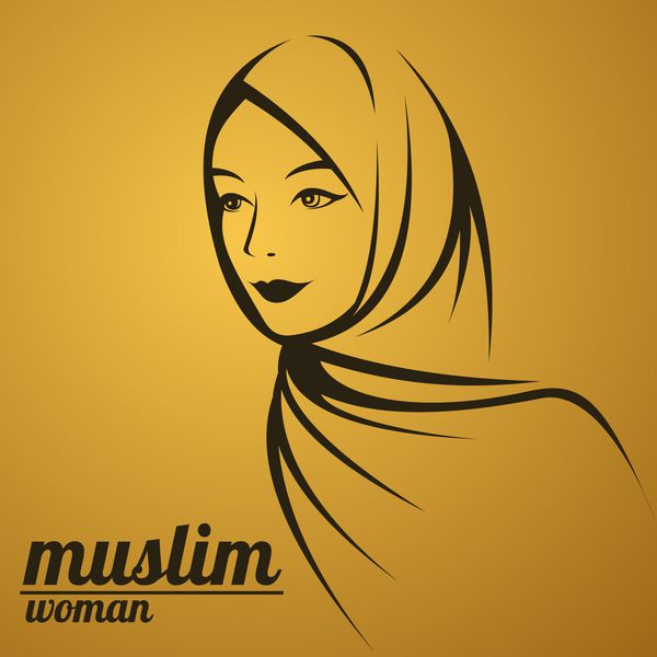 f زیبای زن مسلمان عربی وکتور