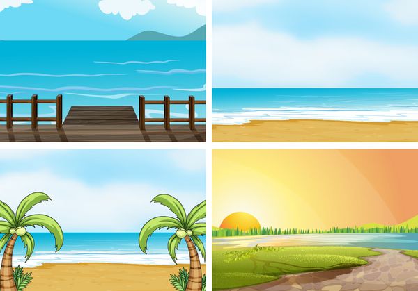 تصویری از چهار صحنه از اقیانوس ها