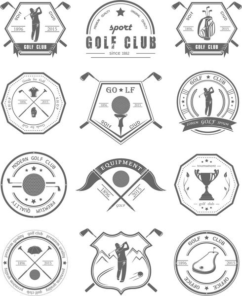 مجموعه وکتور لوگو برچسب و نشان باشگاه گلف الگوی طراحی لوگو وکتور گلف باز نمادهای مفهومی سازمان مسابقات باشگاه های گلف