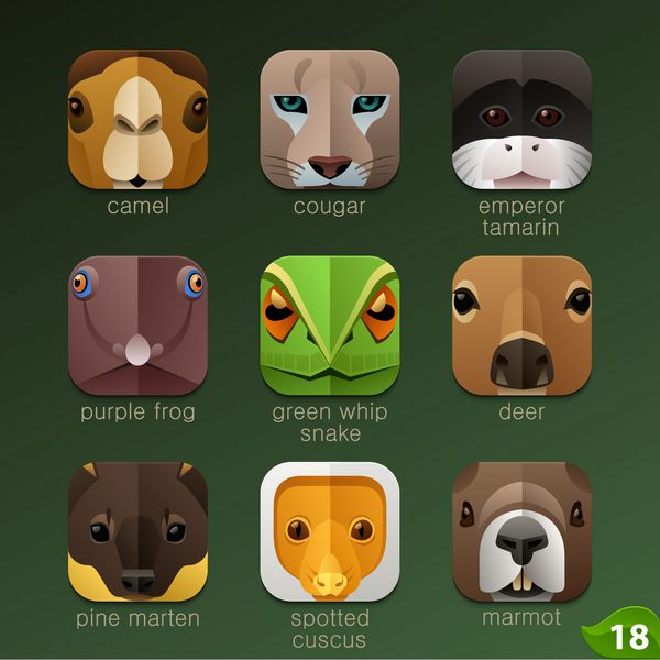 حیوانات fs برای نمادهای برنامه - مجموعه 18
