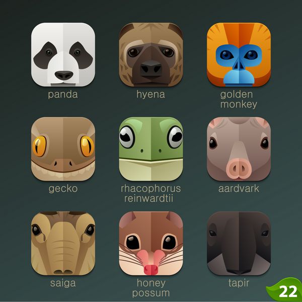 حیوانات fs برای نمادهای برنامه - مجموعه 22