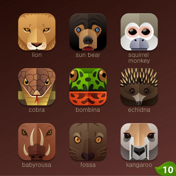 حیوانات fs برای نمادهای برنامه - مجموعه 10