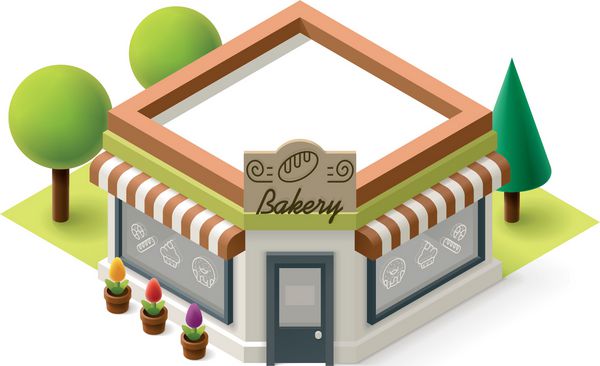 وکتور آیکون ساختمان مغازه نانوایی ایزومتریک