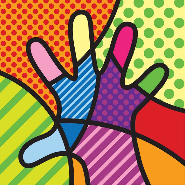 دست رنگارنگ تصویر مدرن پاپ آرت برای طراحی شما