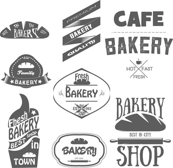 مجموعه ای از لوگوها برچسب ها نشان ها و عناصر طراحی نانوایی