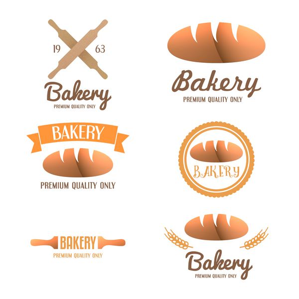 مجموعه ای از لوگوها برچسب ها نشان ها و عناصر طراحی نانوایی مدرن