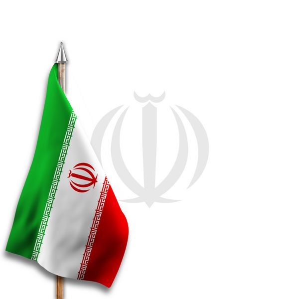 پرچم ایران با نشان ملی نشان ملی در پس زمینه