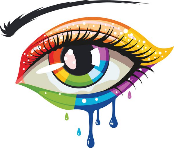 چشم زن در رنگ های رنگین کمان آرایش رنگ ذوب