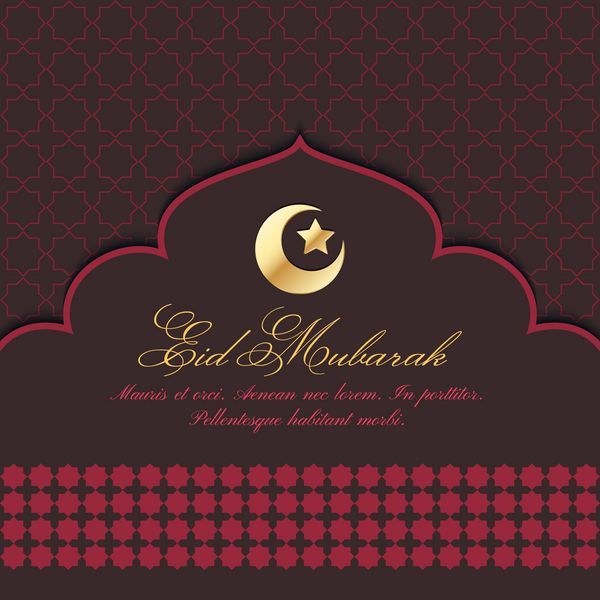 کارت تبریک عید موک با طرح و هلال سنتی ستاره وکتور پس زمینه اسلامی