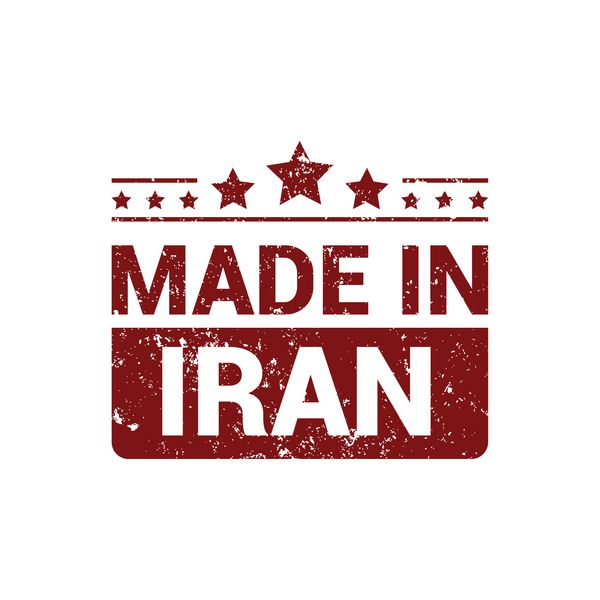 ساخت ایران - طرح تمبر لاستیکی گرانج قرمز جدا شده در زمینه سفید وکتور بافت پرنعمت