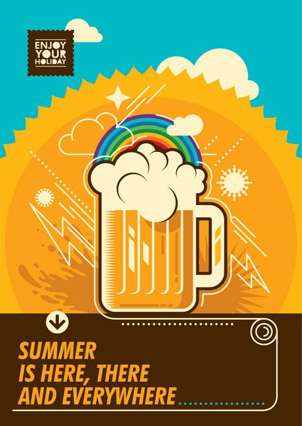 پوستر تابستانی با لیوان وکتور