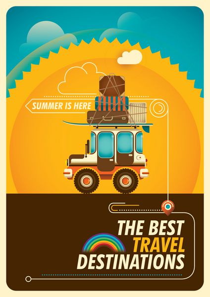 پوستر رنگارنگ مسافرتی با جیپ وکتور